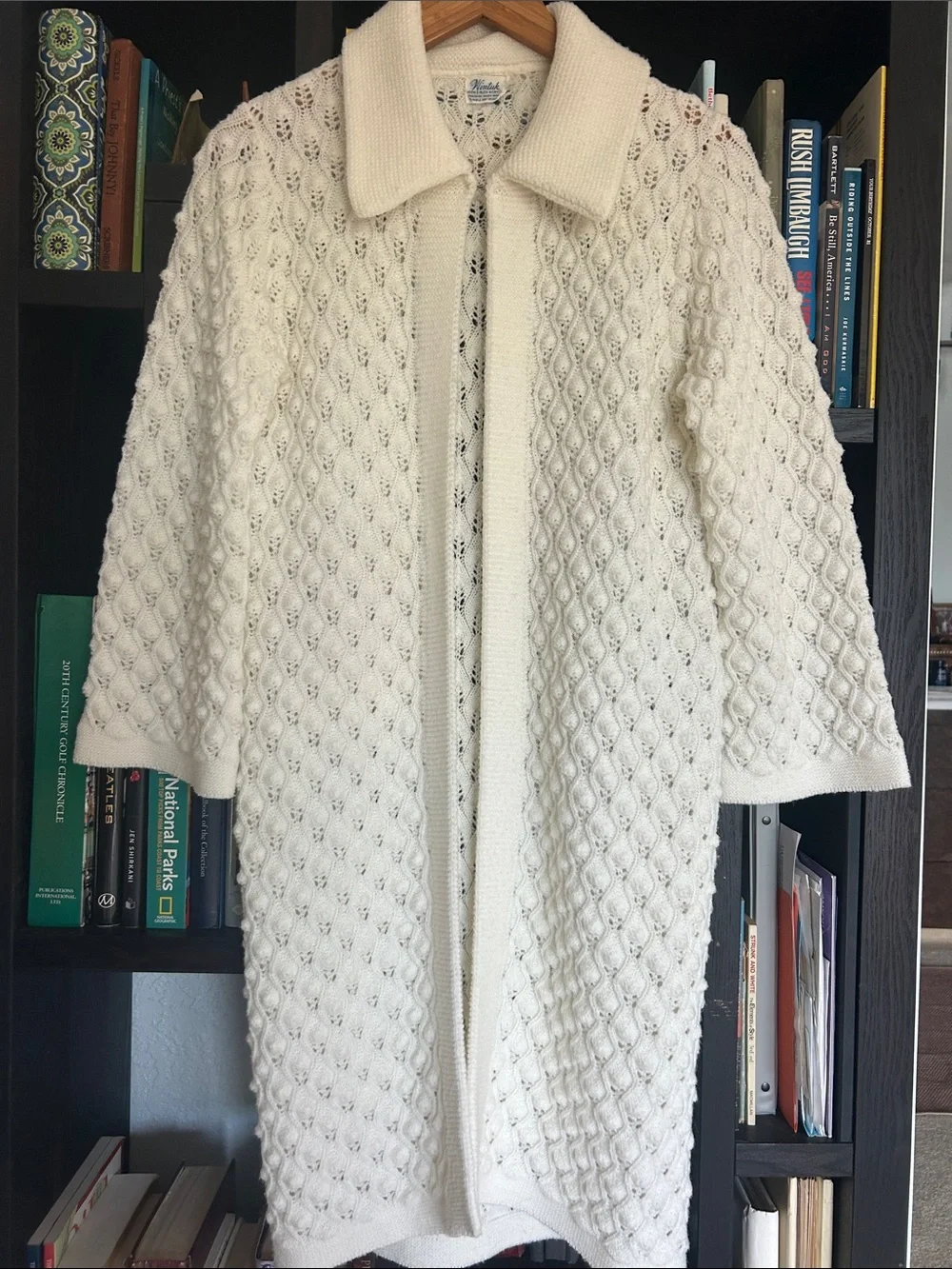 Vintage 1960s Wintuk Orlon Acrylic off white Long Sweater Jacket